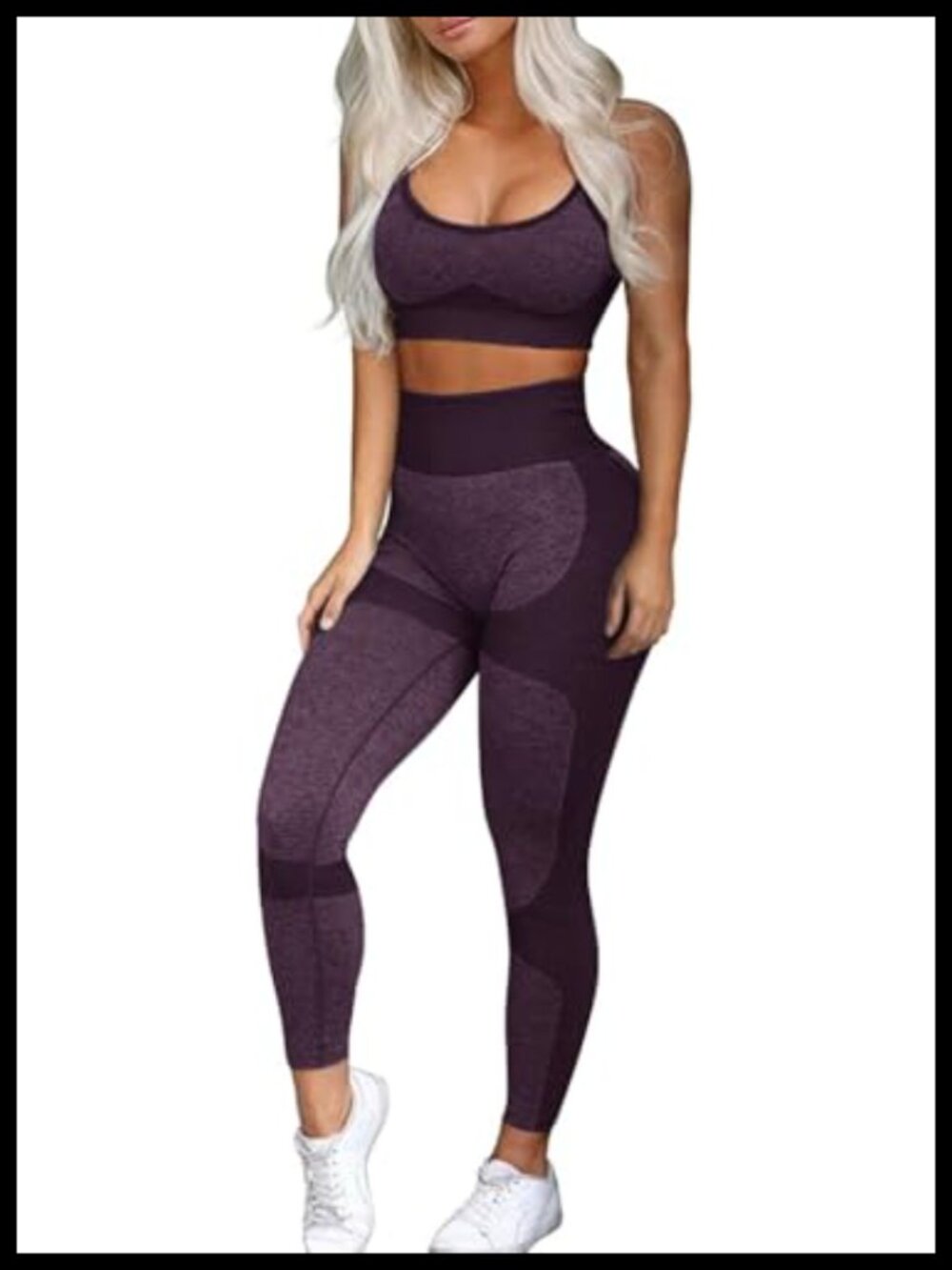 2 Piece Seamless Workout Set Compression Leggings Sports Bra